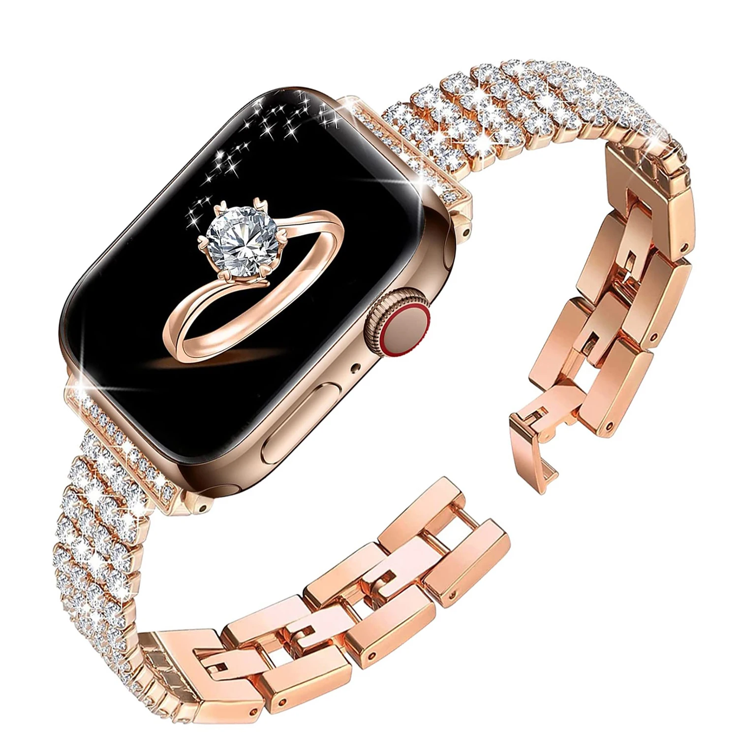 

Bling Diamond Strap for Apple Watch Ultra 49mm 45mm 41mm 40mm 44mm 38mm Women Metal Band for iWatch Series SE 8 7 6 5 4 Bracelet