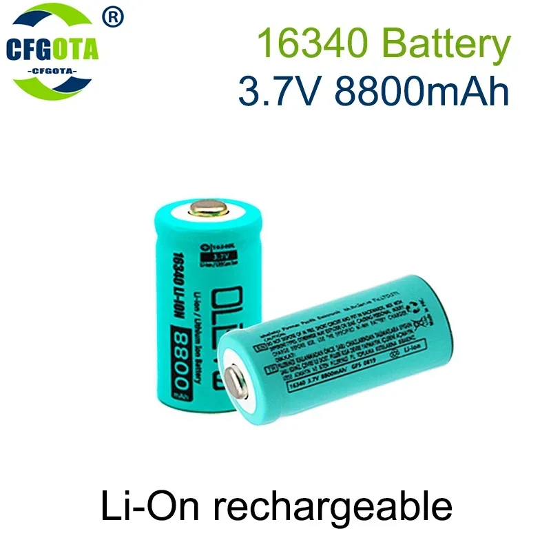 2024 New Li-ion 16340 Battery CR123A Rechargeable Batteriy 3.7V 8800mAh CR123 for Laser Pen LED Flashlight Cell Security Camara