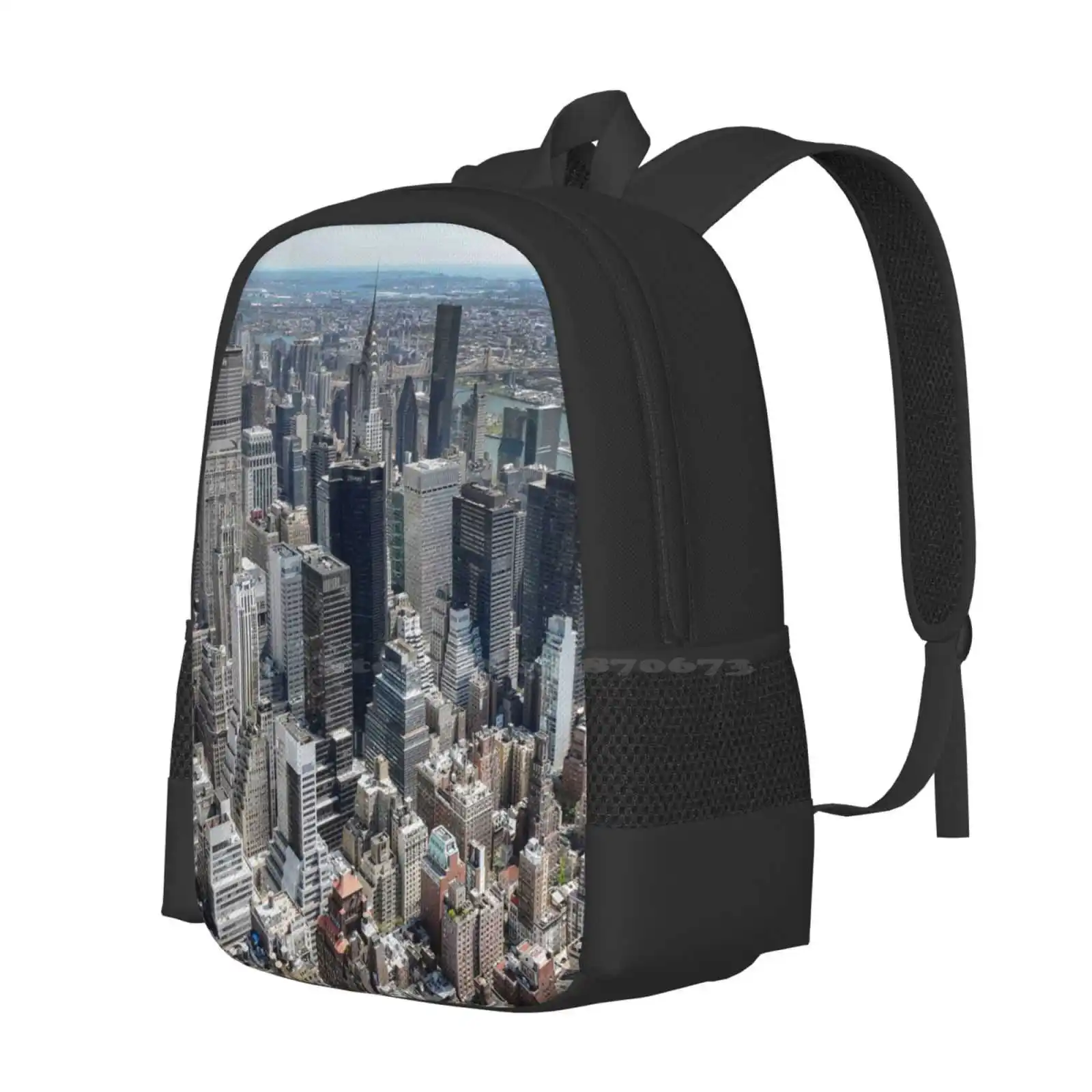 Mochila de moda de la ciudad de Nueva York, vista desde el Empire State Building, gran oferta, bolsos de Nueva York, vista panorámica, invierno, azul