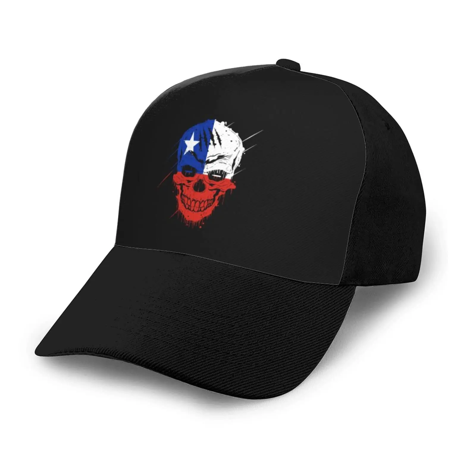 Chile Patriot Skull National Flag Baseball Cap Breathable Hip-Hop Sun Hat Adjustable Trucker Men Women Unisex For Gift