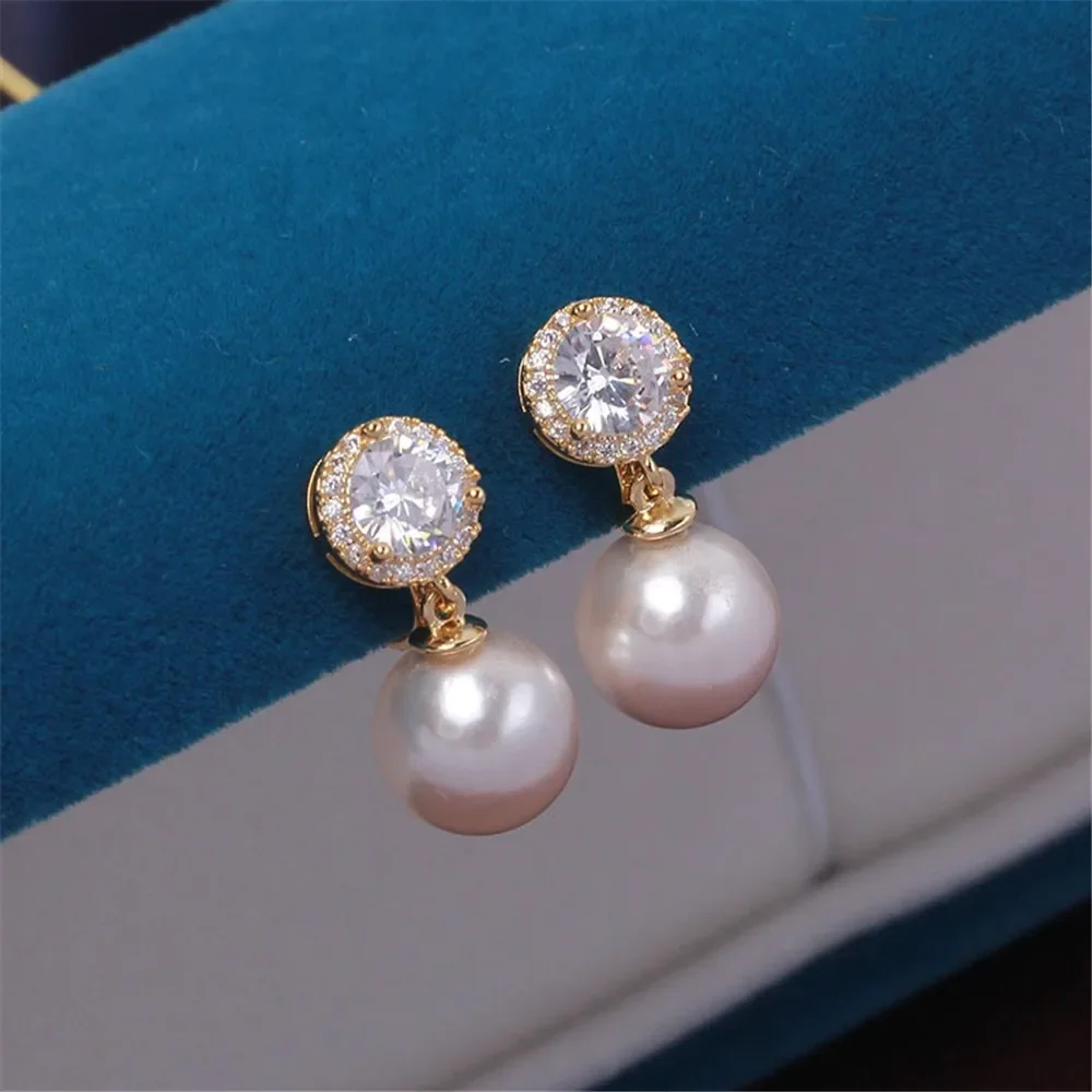 Gold Plated Pearl Earring Settings, DIY Jewelry Making Supplies, Blank Ear Stud Bases for Handmade Accessories, 1pair No Pearl