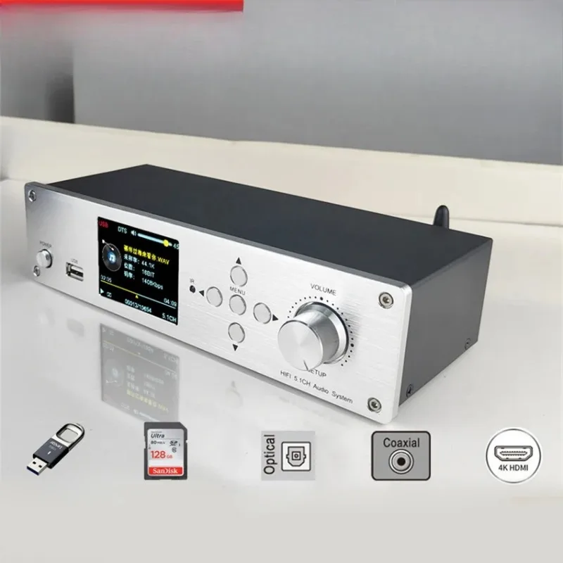 RH-899X SD Card Lossless Decoding Player Fiber Coaxial 5.1 Channel DTS Dolby Decoder Bluetooth 5.0