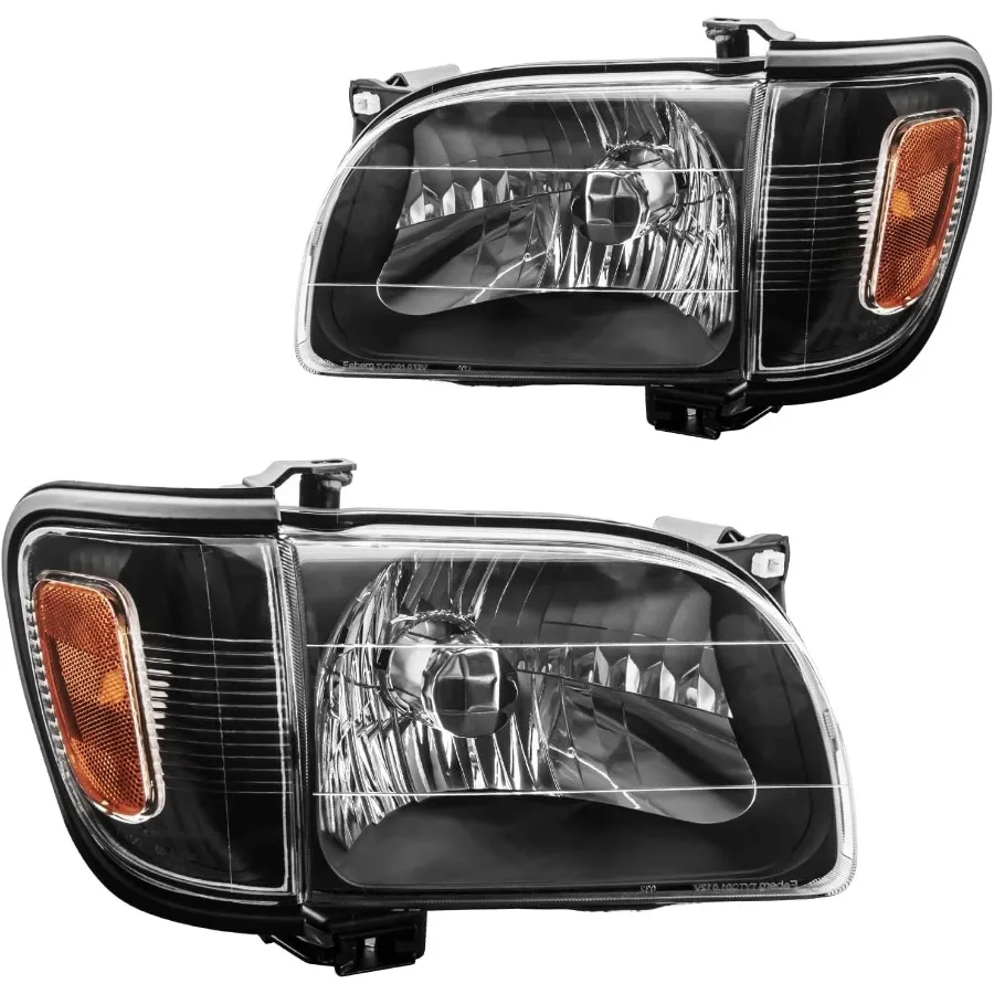 

Headlight Assembly Replacement Halogen Headlamp Kit Fit for Tacoma 2001-2004 Black Housing Clear Lens Amber Reflector Driver an
