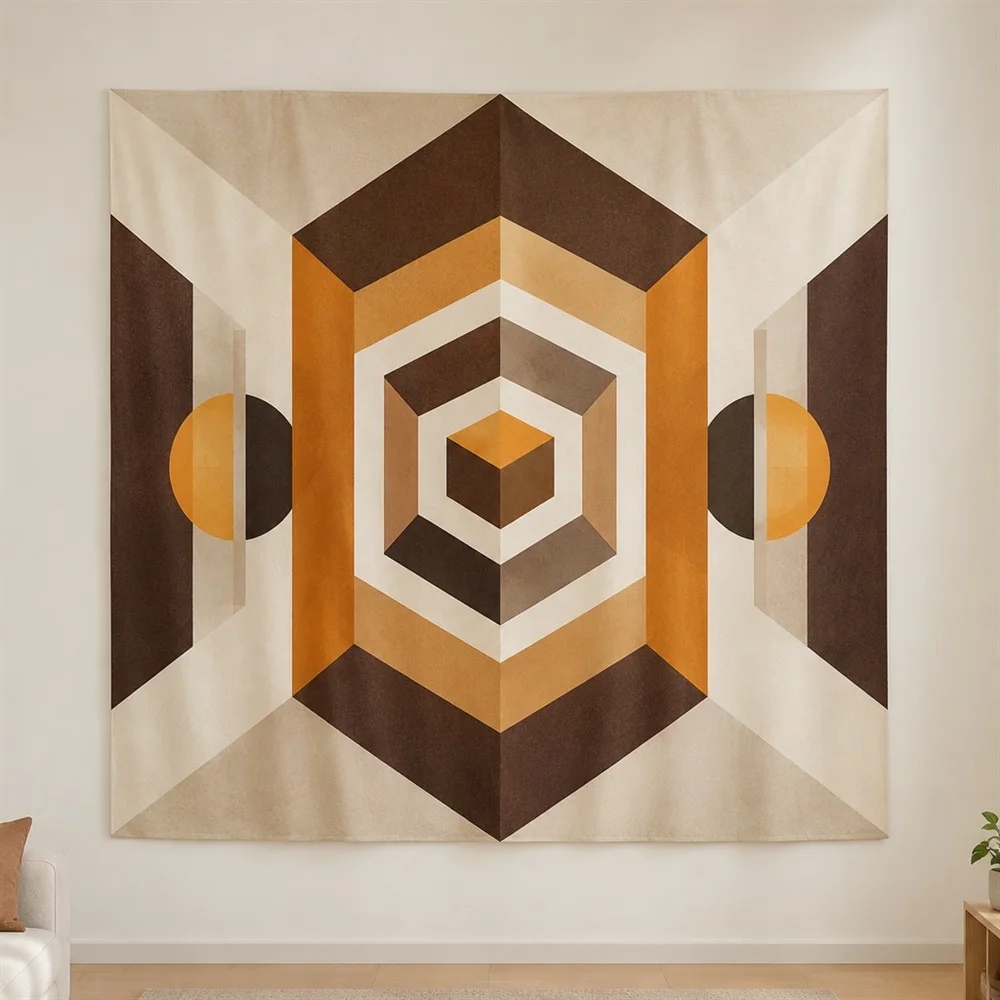 VIKAMA Op Art Geometry Mirror Symmetric Tapestry Wall Hanging, Modern Wall Decor Tapestries for Living Room Bedroom Entryway