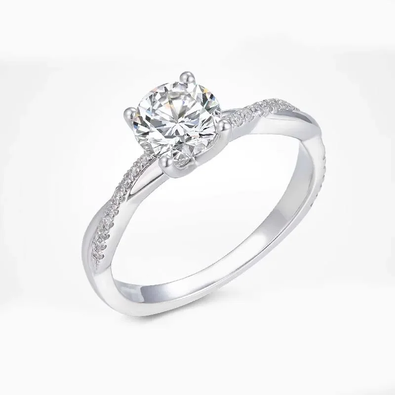 

keximkai Lab Diamond Ring women True diamond Lab-grown marriage female Four claws 18K gold ring