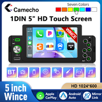 Camecho Car Radio 1 Din Wireless CarPlay Android Auto 1Din 5 inch MP5 Multimedia Player Bluetooth MirrorLink FM Type-C / USB