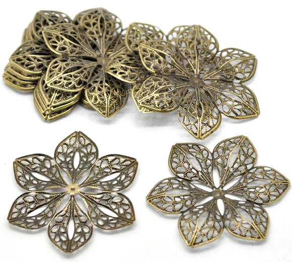 DoreenBeads 20/30/50 PCs Retro Connectors Antique Bronze Flower Wraps Connectors Handmade Findings for DIY Jewelry Making 7Style