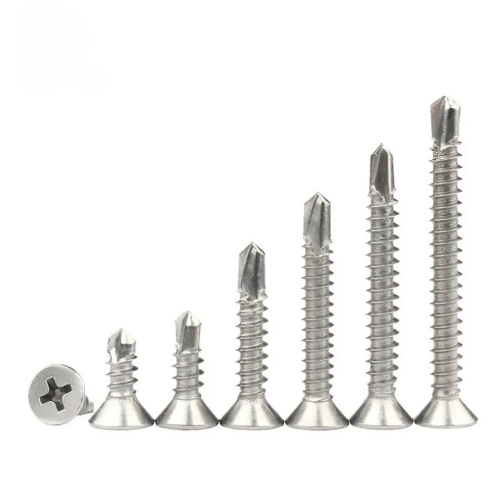 410 Edelstahl M3,5 M4,2 M4,8 M5,5 M6,3 selbstschneidende Schwalbenschwanzschraube Flachkopf-Phillips-Bohrschraube für Blech – Detail 3
