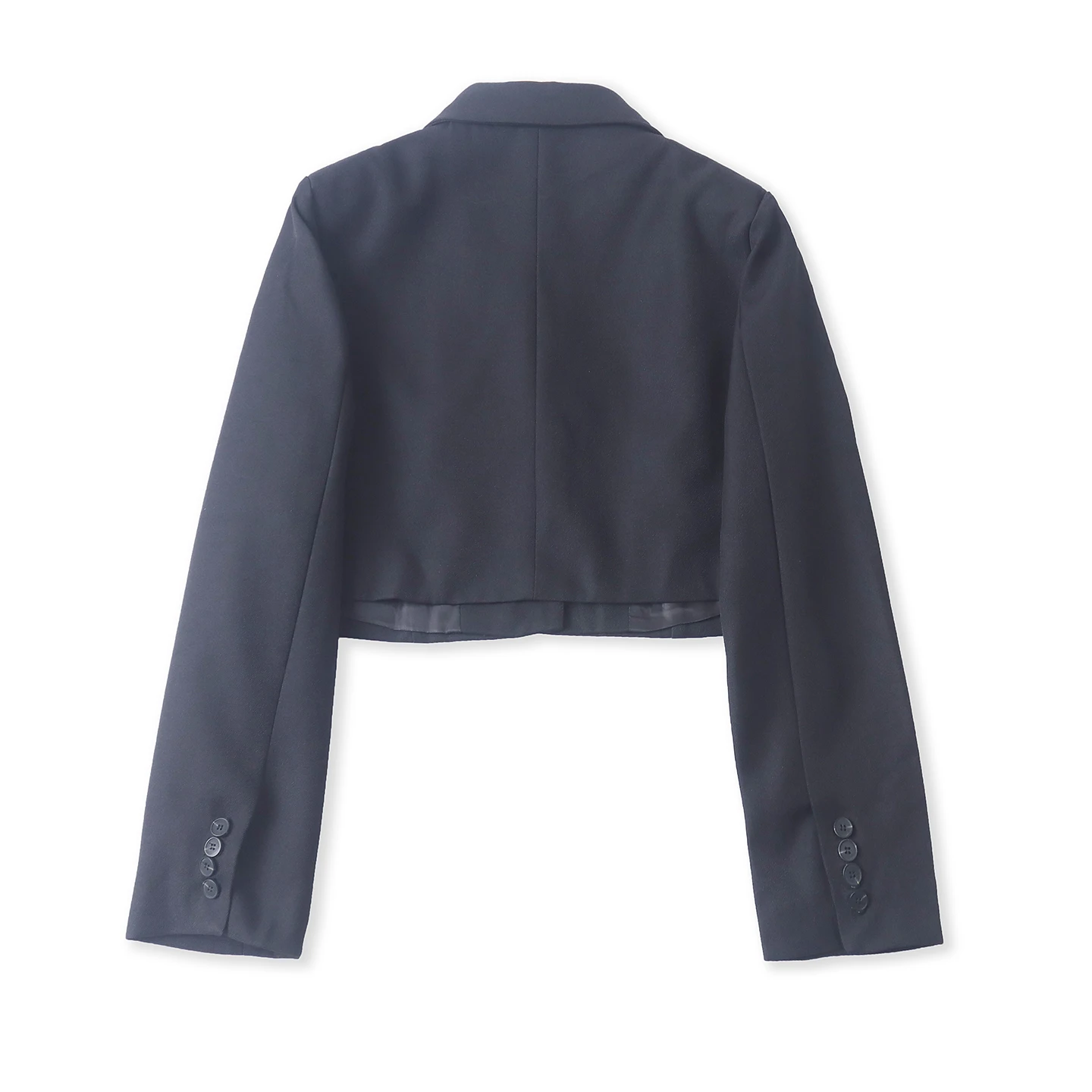 Slim Fit Short Black Suit Jacket Spring New Women's Fashion Pad Shoulder Two Button Long Sleeve Outerwear Stylish Commute Style
