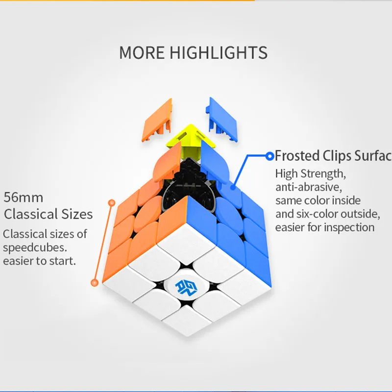 GAN 356 RS 스피드 큐브 스티커리스, 3x3 스피드 큐브, 3x3x3 전문 매직 큐브 퍼즐 완구, 어린이 GAN 큐브