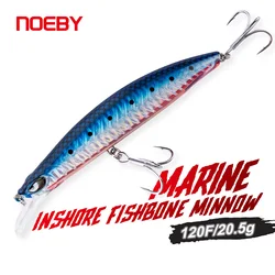 Noeby Minnow Fishing Lure 120mm 20.5g Inshore Reinforced Fish Bone Wobbler Artificial Hard Bait Flat Side Sea Fishing Lures