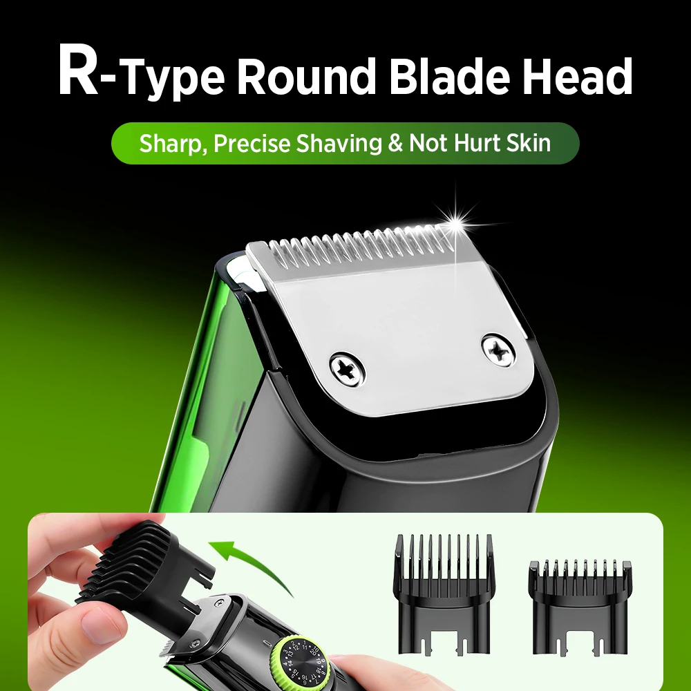 Cordless Men Beard Trimmer Electric Shaver IPX6 Waterproof Built-in Vacuum Clipper for Mustache Sideburns Grooming Kit image 3