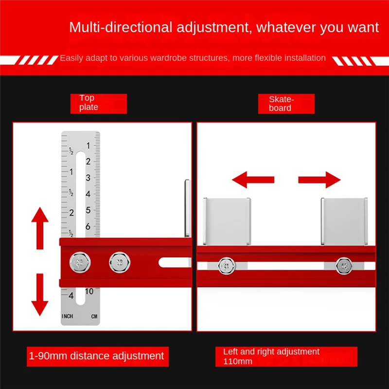 Y51A-Punching Positioning Ruler For Wardrobe Boom Installation Carpentry Drilling Locator Suspension Rod Install Tools