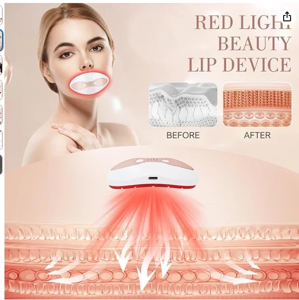 Lip beauty device, LED heating, portable  protector, infrared light, collagen,  plumping,  plumping, and eye protection