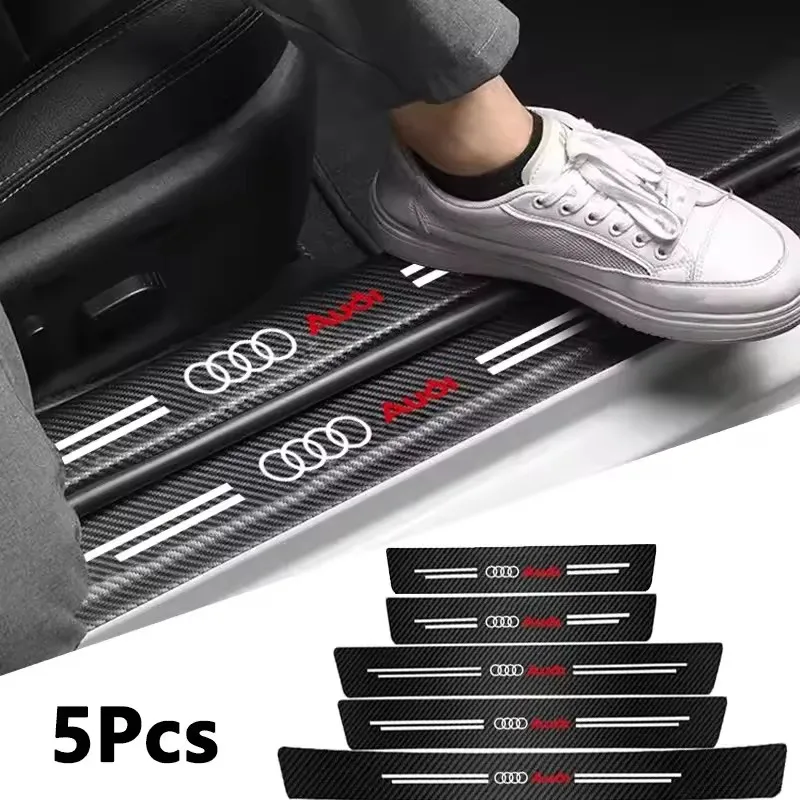 4 Stück Auto-Türschwellenschutz aus Kohlefaser, Aufkleber für Audi A4 A5 Q3 Q4 Etron C7 RS6 B7 A1 Sline 8P A7 A8 S3 S4 8L Q6 B5