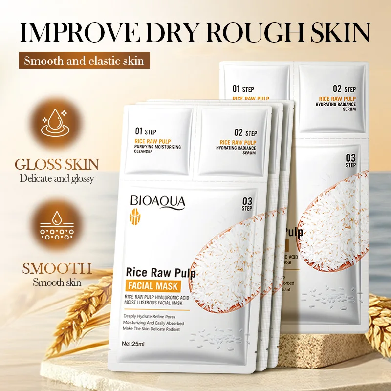 

White Rice Face Mask Sets Moisturizing Whitening Anti Wrinkle Facial Serum Cleanser Face Masks Beauty Skin Care 1/5/10/20pcs