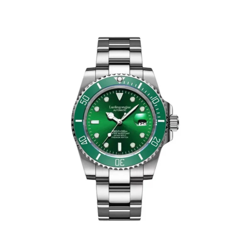 Luolingongjue Rolex\'s Same Green Water Ghost Men\'s Watch Mechanical Watch Fully Automatic Waterproof Luminous Calendar Black Water Ghost Top Classy
