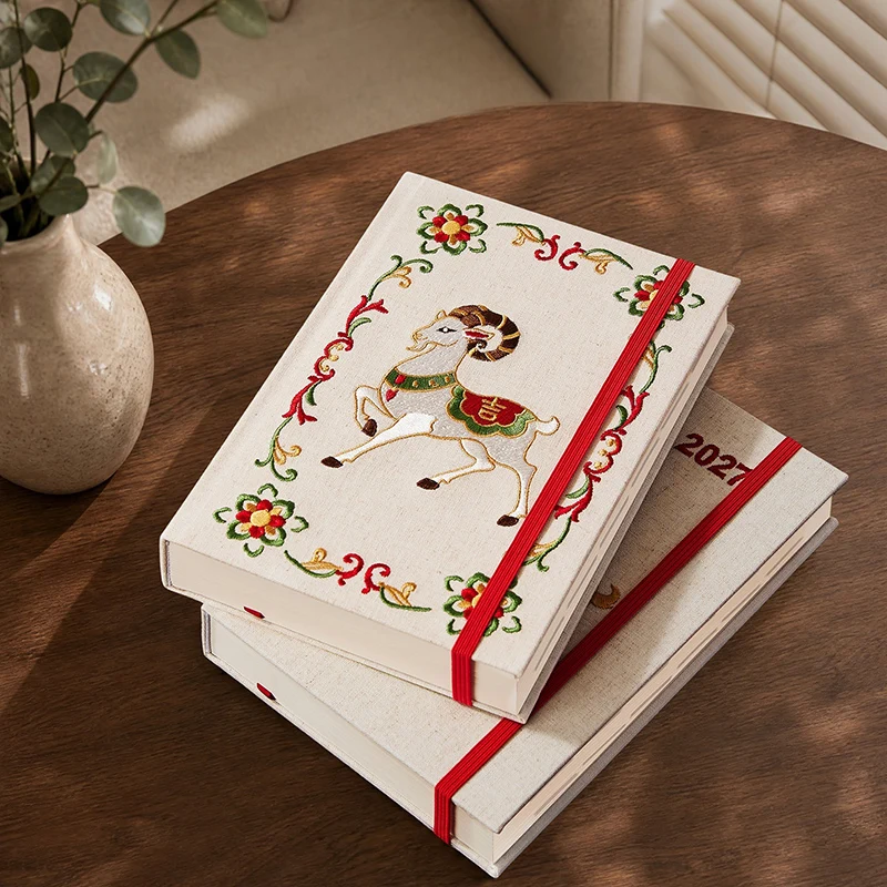 Agenda 2027 Planner Stationery Organizer Diary A5 Notebook Calendar Journal Daily Note Book  Strap Notepad Embroidery Sketchbook