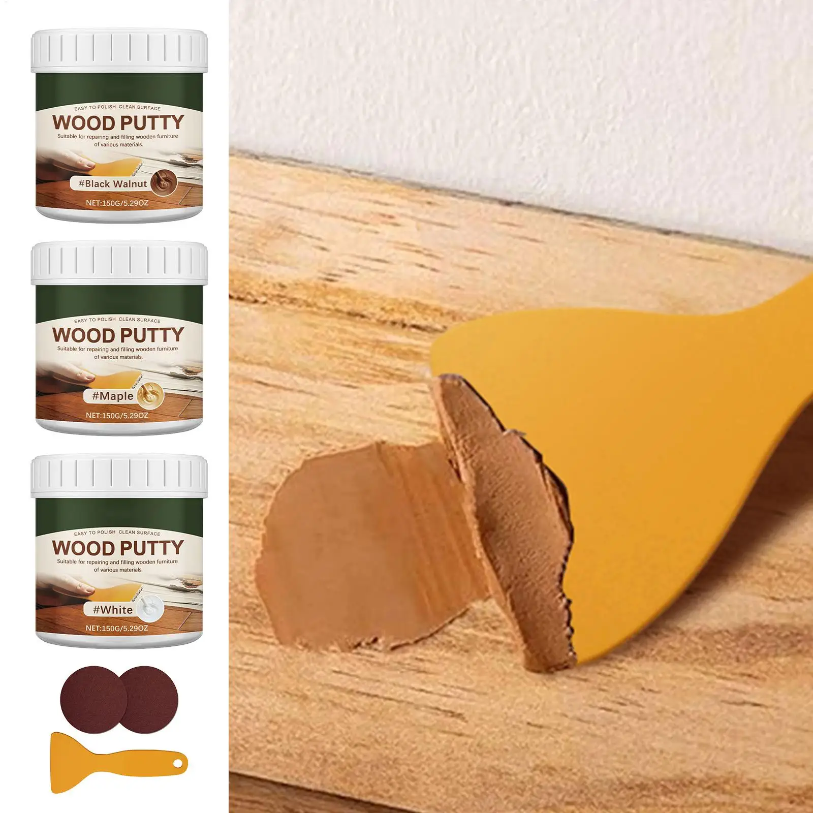Wood Filler Putty Stainable Exterior Wood Filler for Holes Floors Cabinets Tables Doors