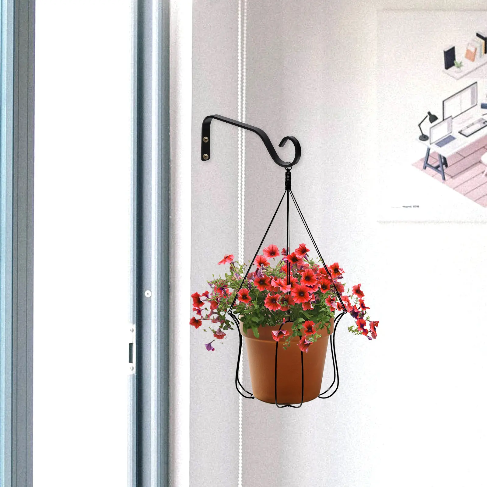 

3Sets Iron Wall Hanging Plant Hook Heavy Duty Rustic Planter Hanger for Indoor Outdoor Garden Bathroom Kitchen Living Room