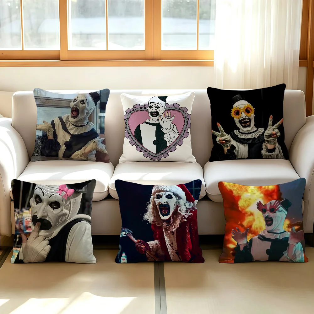 Horror movie T-Terrifier cushion cover Comfortable Decorative For Bedroom Living room Dormitory Picnic and Holiday Decoration