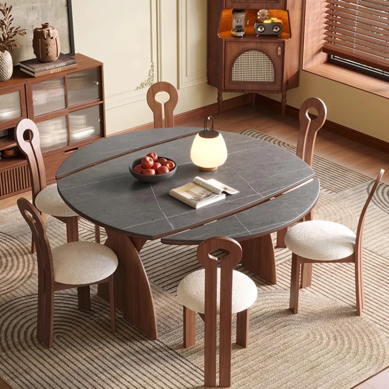 

Folding Modern Dining Table Turntable Wood Dining Deco Table Extendable Luxury Set Di Mobili Da Giardino Home Furniture