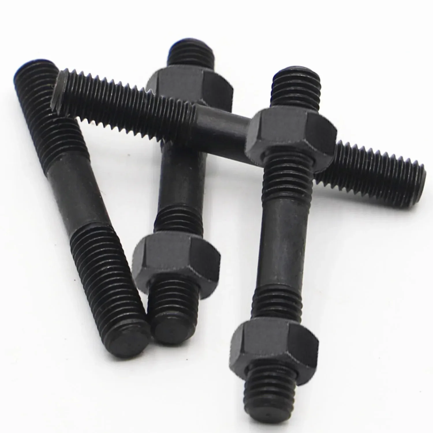 M8 M10 M12 Grade 8.8 Carbon Steel Rod Double Thread Screw Hexagon Nut Set  Stud Screw Rod Stud Bolt GB901 Hex Nuts DIN934