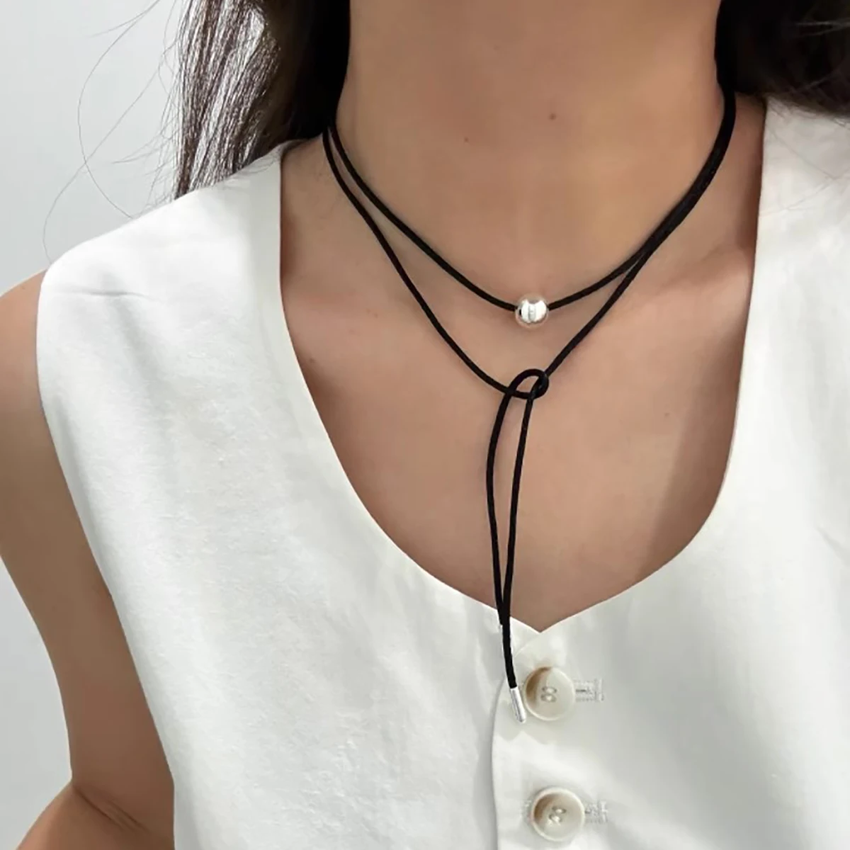 INS Style Collarbone Chain Choker Neck Strap Choker Everything Tie String Artificial Pearl Long Necklace Women's Accessories