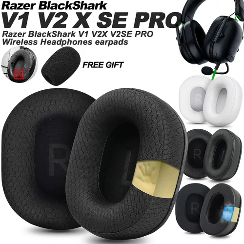 Imagen 1 del producto Almohadillas para auriculares Razer BlackShark V1 V2X V2SE PRO, almohadillas de repuesto para auriculares para juegos, orejeras, tela de malla, cubiertas para memoria, esponja