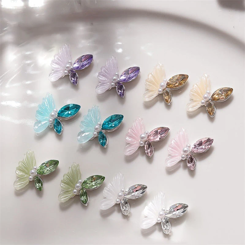 5Pcs Butterfly Nail Charms Rhinestones For Nails 3D Stereoscopic Nail Art Luxury Jewelry DIY Manicure Design Accessories