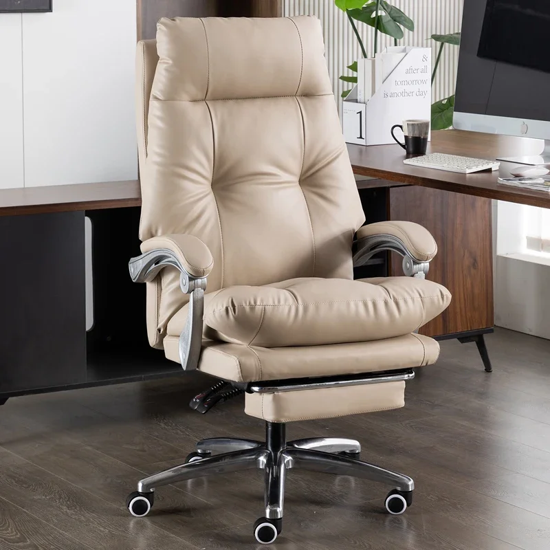 Office chair comfortable sedentary office chair leather boss  reclining nap e-sports home computer