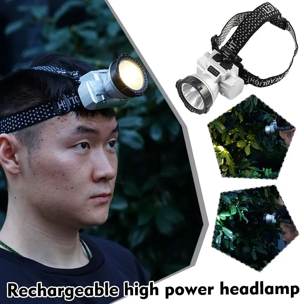 

LED Headlamp Strong Light Long-Range Large Light Camping 2400 Lamp mAh Fishing Light Work Headlight Miner's Light Night M6T5