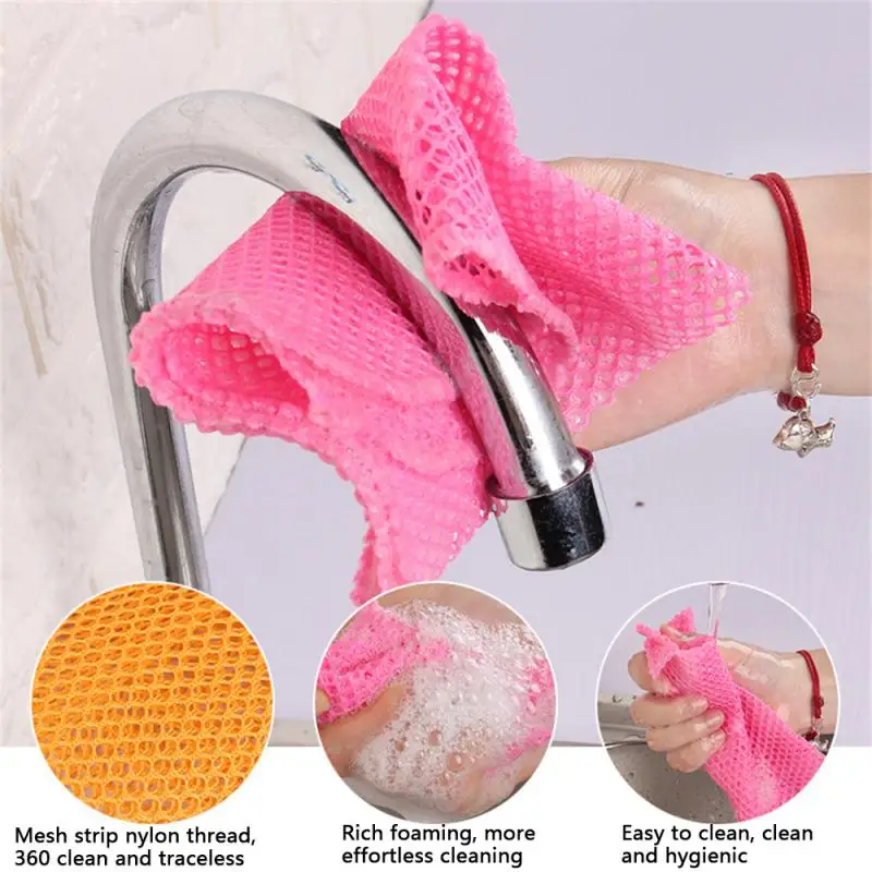 2pcs Innovative Dish Washing Net Cloths Rapid Dry Scourer Mesh Washing Cloths Kitchen Cleaning Tool Accessories Cleaning Cloths