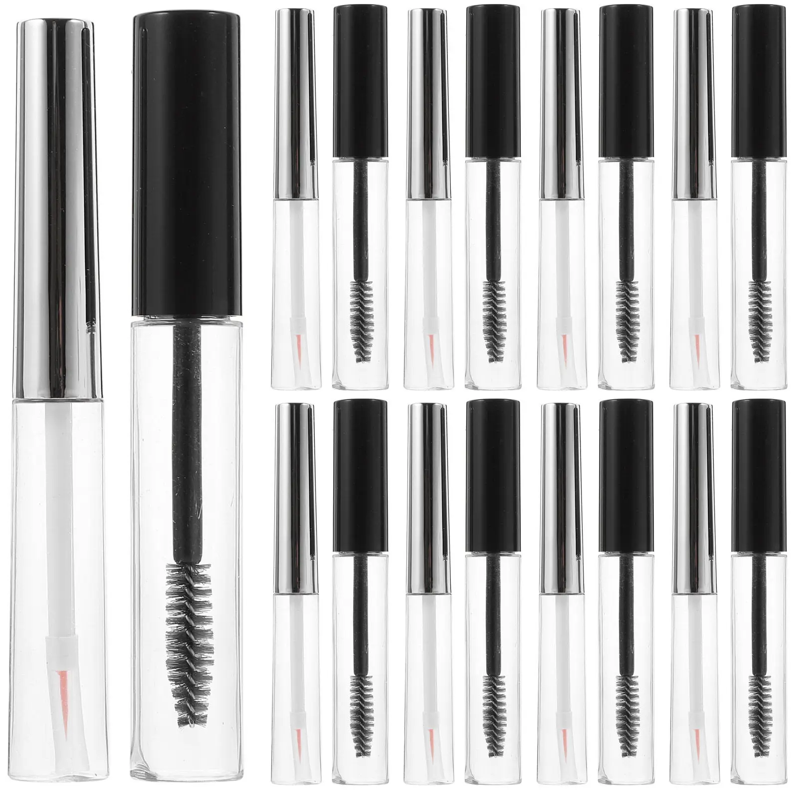 2Sets 10Ml Empty Mascara Tubes Refillable DIY Mascara Bottle Clear Body for Check Eyelash Cream Storage Travel