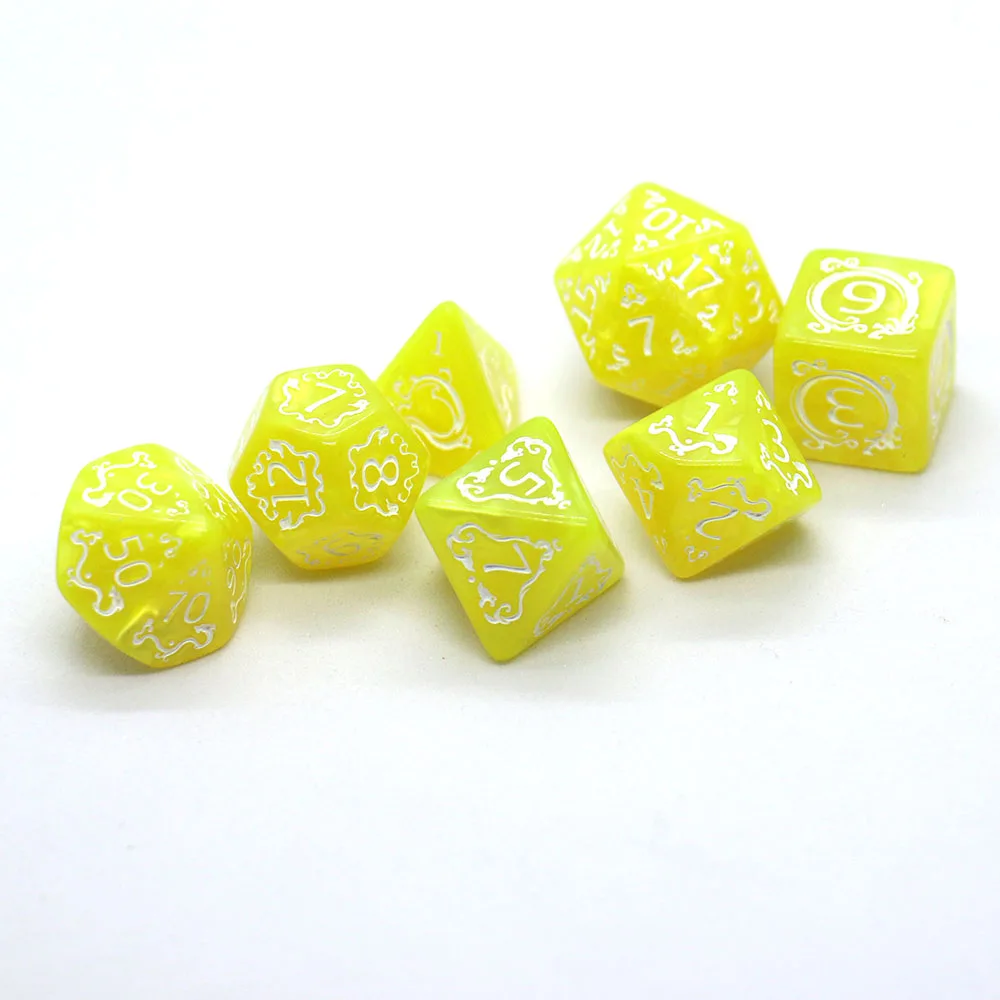 7-delige DND-dobbelstenenset met drakenpatroon, meerzijdige D4 D6 D8 D10 D12 D20 dobbelstenen Ideaal cadeau voor desktopspellen, verjaardagen en Festiva