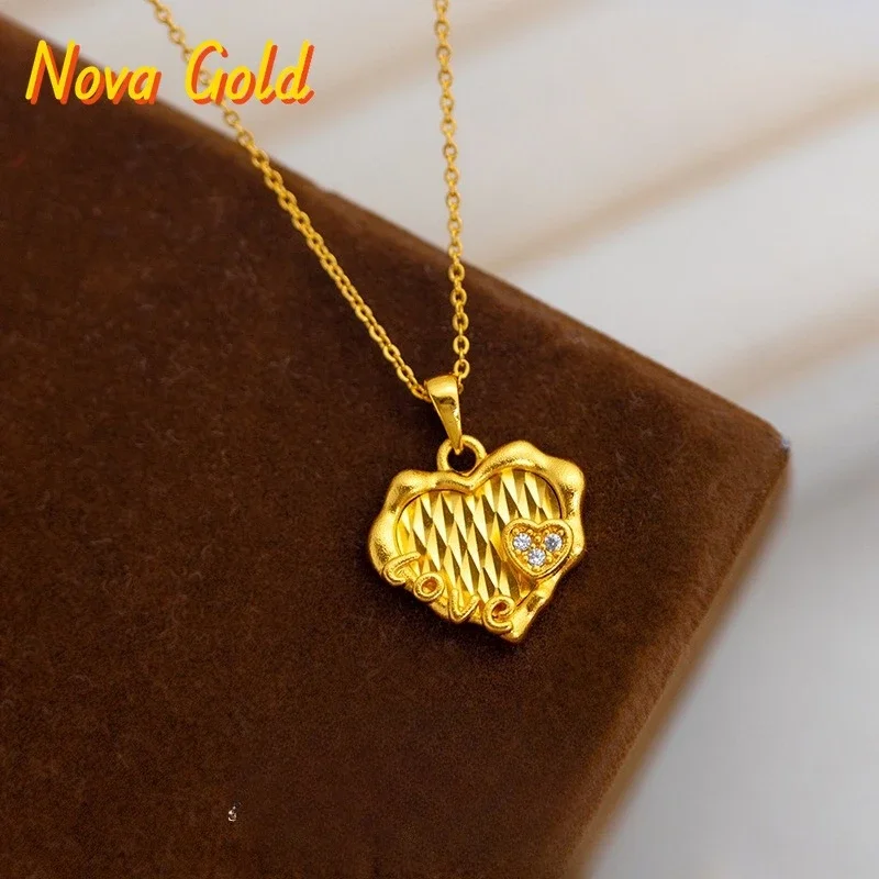 

Подвеска NovaGlod Light Luxury с нишевым дизайном для женщин, 9999 пробы, 24K, из настоящего золота, с бриллиантами, в форме сердца, модная, персикового цвета