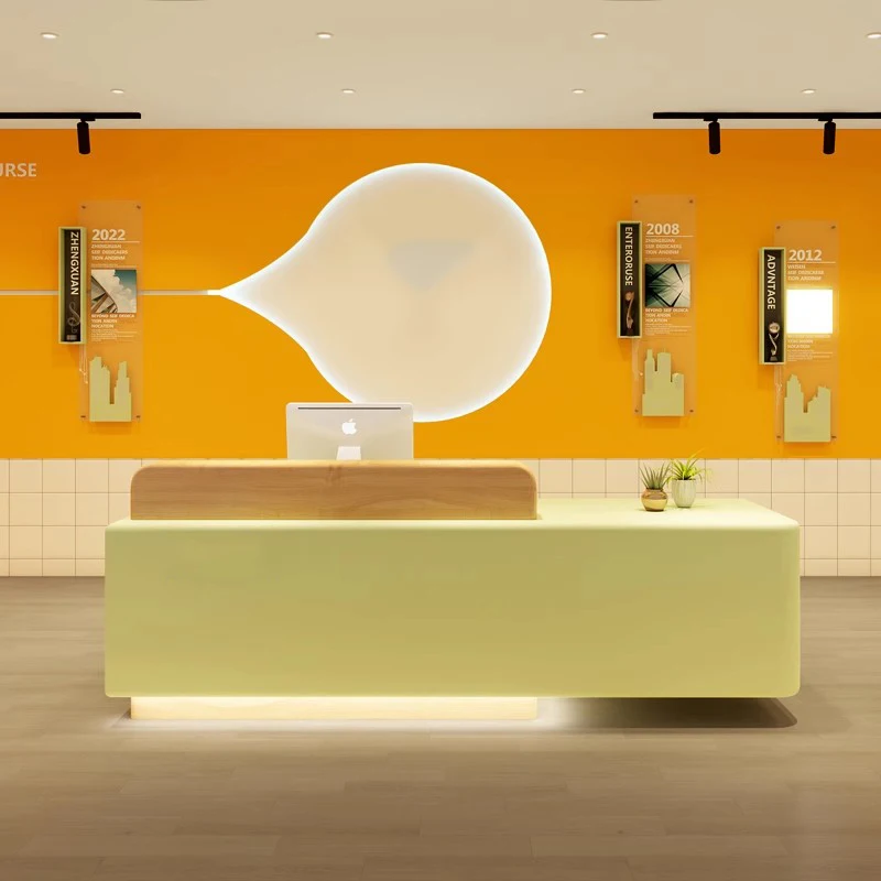 

Drawer Modern Reception Desks Organizers Unique Display Reception Desks Long Led Lights Mostrador De Tienda Trendy Furniture