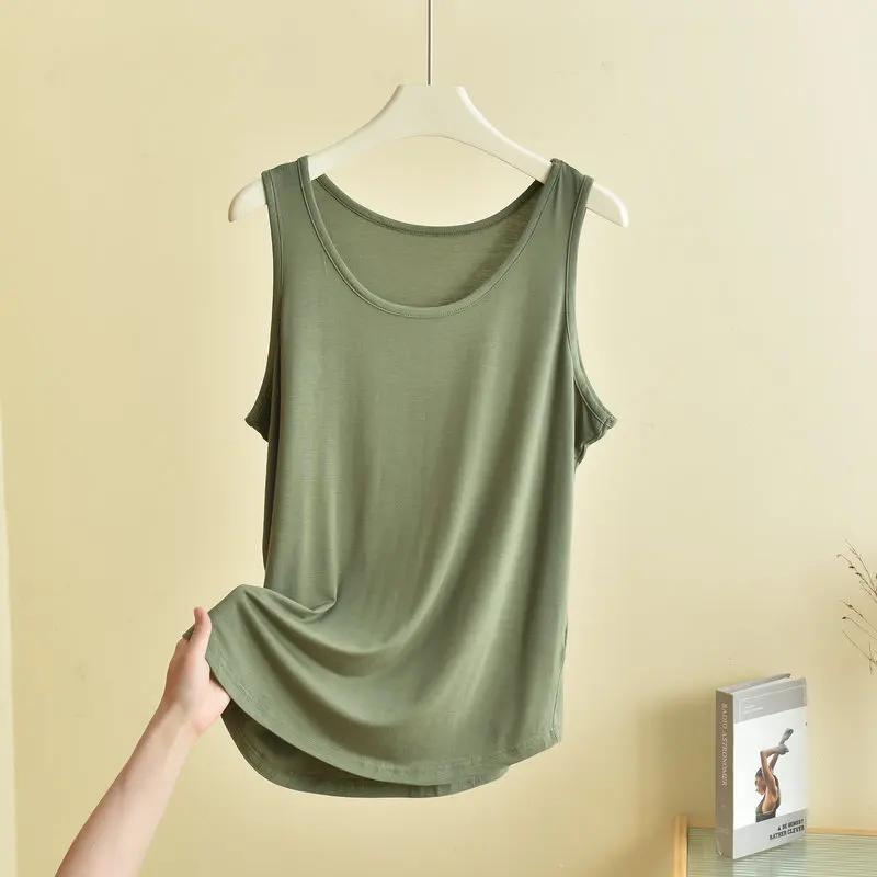 XL to 6XL  Modal  O-Neck Tank tops Summer women's camisole Thin Loose Sleeveless T-shirt  Solid color Tee Top Large size