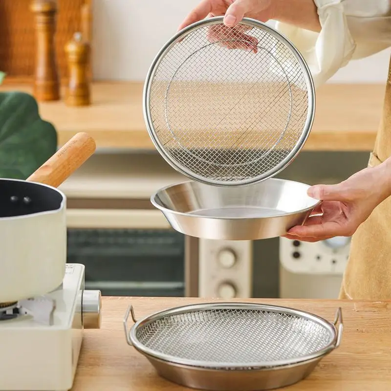 Oil Removal Tray Kitchen Stainless Steel Mesh Colander for Frying Draining Filtering Cooking Food Tool