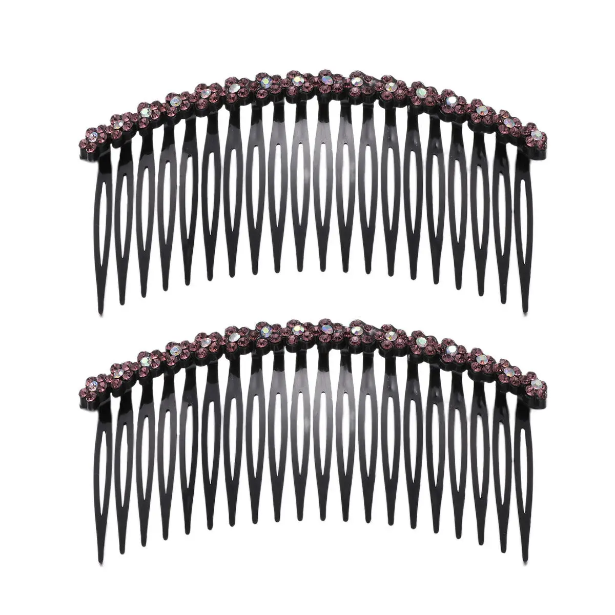2Pcs Fashion Plum Flower Comb Bridal Hair Clip for Women Wedding Ceremony Daily Wear Shiny Side Headdress Bridal Comb