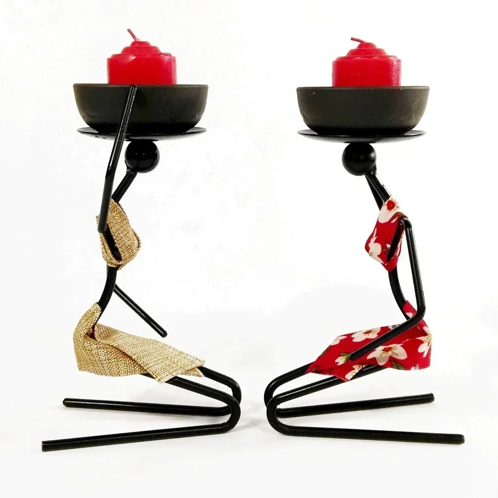 Hemp Rope Wrought Iron Candle Holder, Kneeling Girl Candlestick,  for Home, Hotel, Bar, Wedding Decoration Center Piece