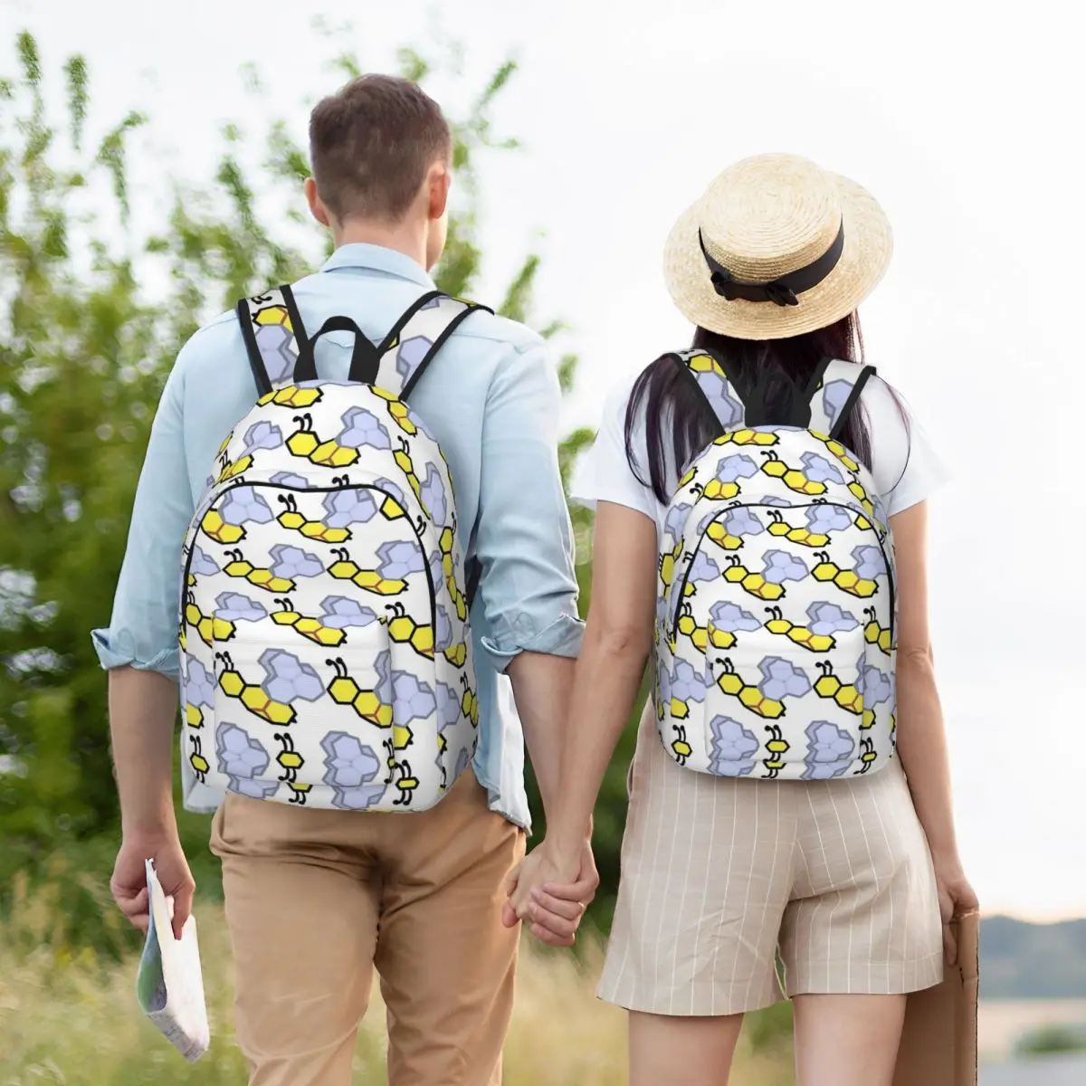 

Hexagon Bees Backpack Student Boys Girls BookBag Children School Bag Computer Shoulder Bags for Men Women