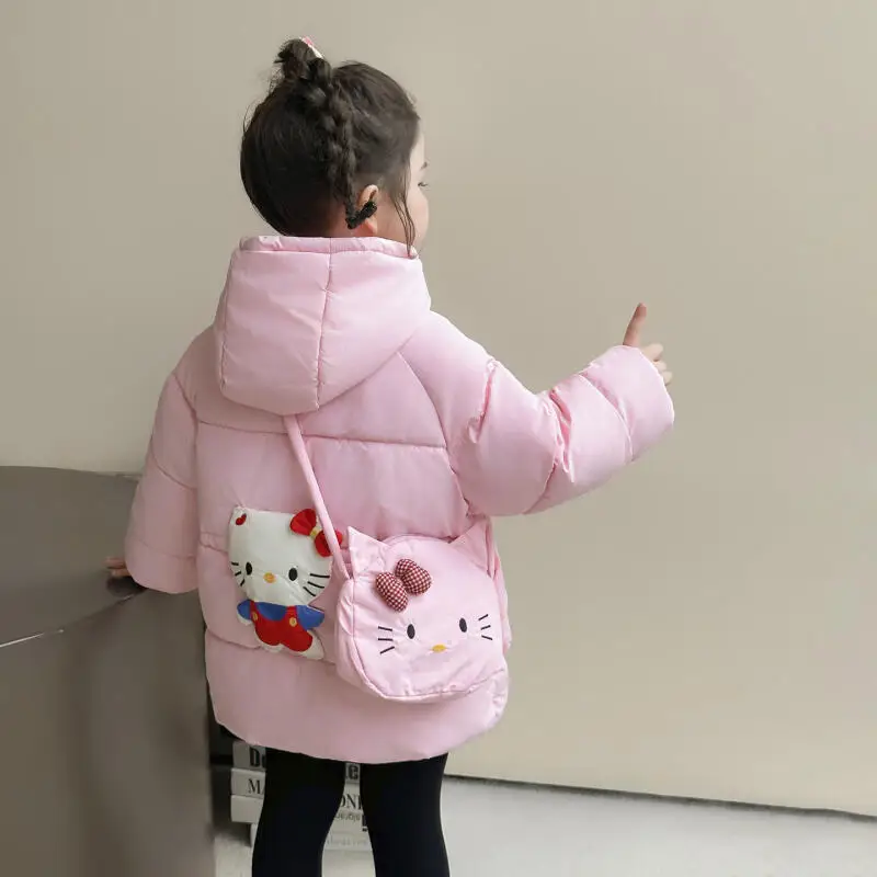 

Хлопковая куртка Kawaii Kitten для девочек, осень-зима 2025, новая хлопковая куртка с героями мультфильмов аниме, детское толстое теплое пальто с хлопковым зажимом