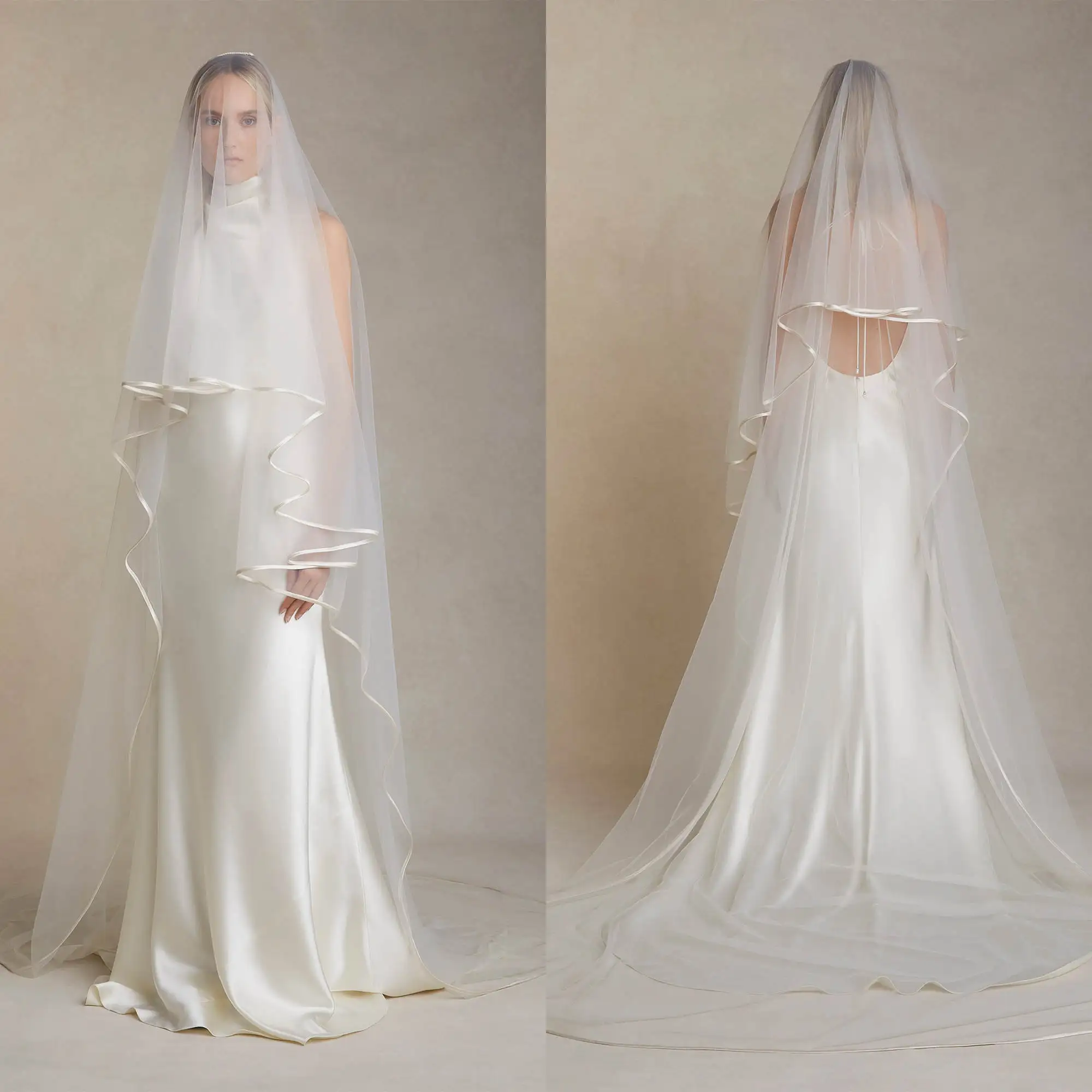 

Simple Wedding Veils Two Layer Chapel Length Veils With Comb Bridal Veils Wedding Accessories Customized