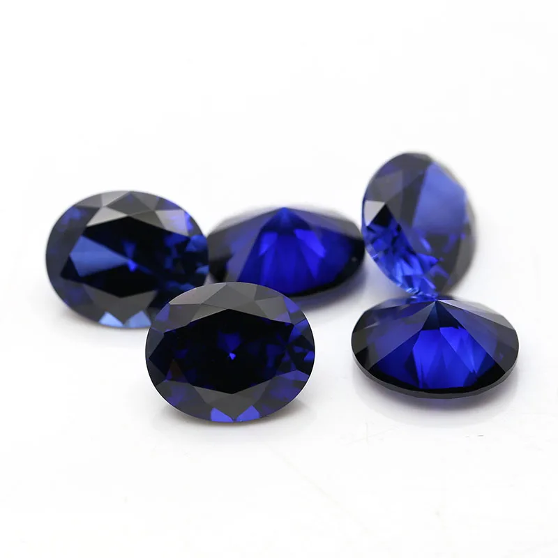 Sapphire Beads Oval Shaped Gem Synthetic Corundum 34# Loose Stone For Fashion Body Jewelry