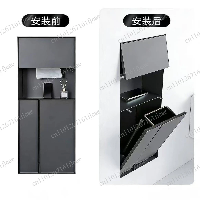 

Hidden Recessed Stainless Steel Niche Toilet Multifunctional Trash Can Storage Cabinet Trash Can Next To Toilet