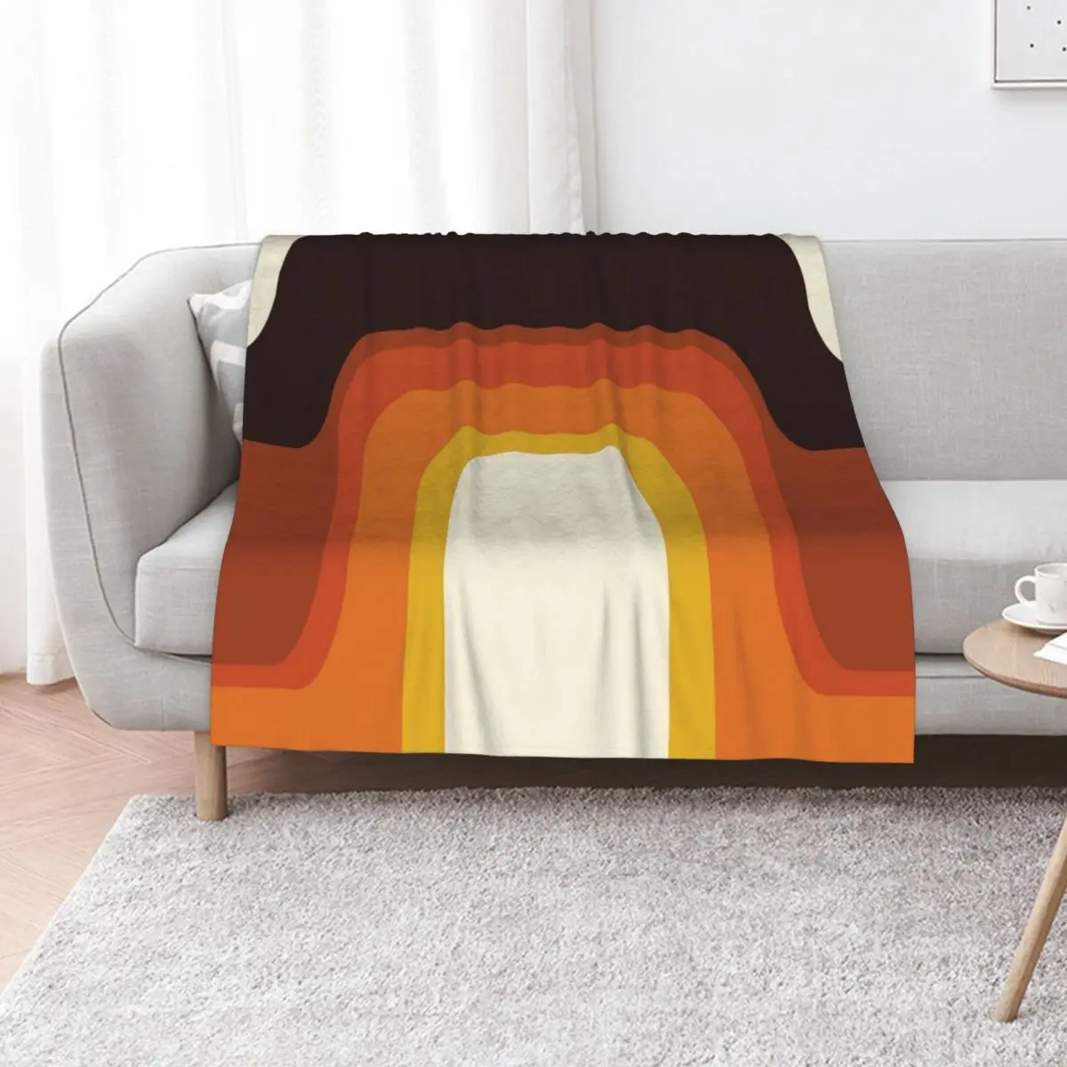 

Mid-Century Modern Meets 1970s Orange Rainbow Throw Blanket Plush Sleeping Bag Furrys Sofa Throw Blankets