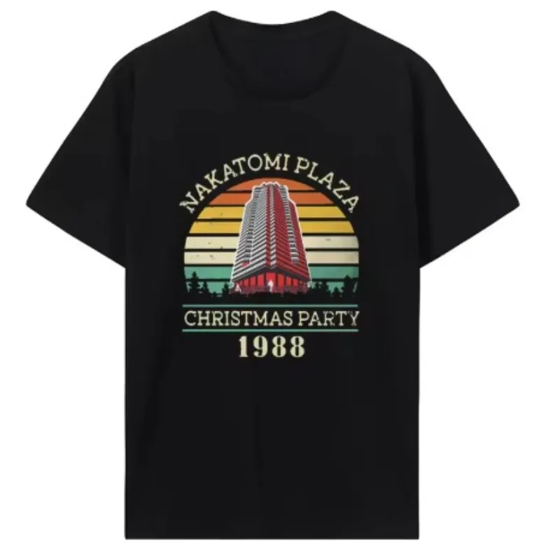 Summer Movie Christmas Party 1988 Print Men's T-shirt Vintage Style Victoria Nakatomi Square Cotton Texture T-shirt Costume