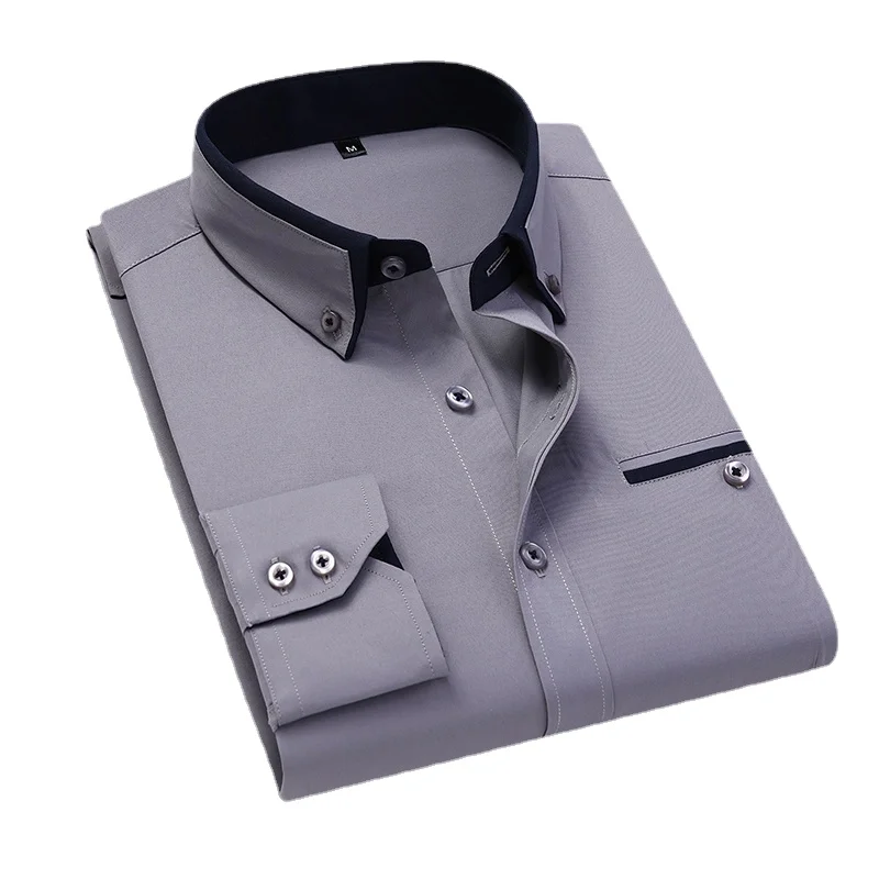 13 colori 8XL camicie a maniche lunghe da uomo in stile britannico primavera/camicie Casual da uomo Slim Fit Business camicie con bottoni Casual