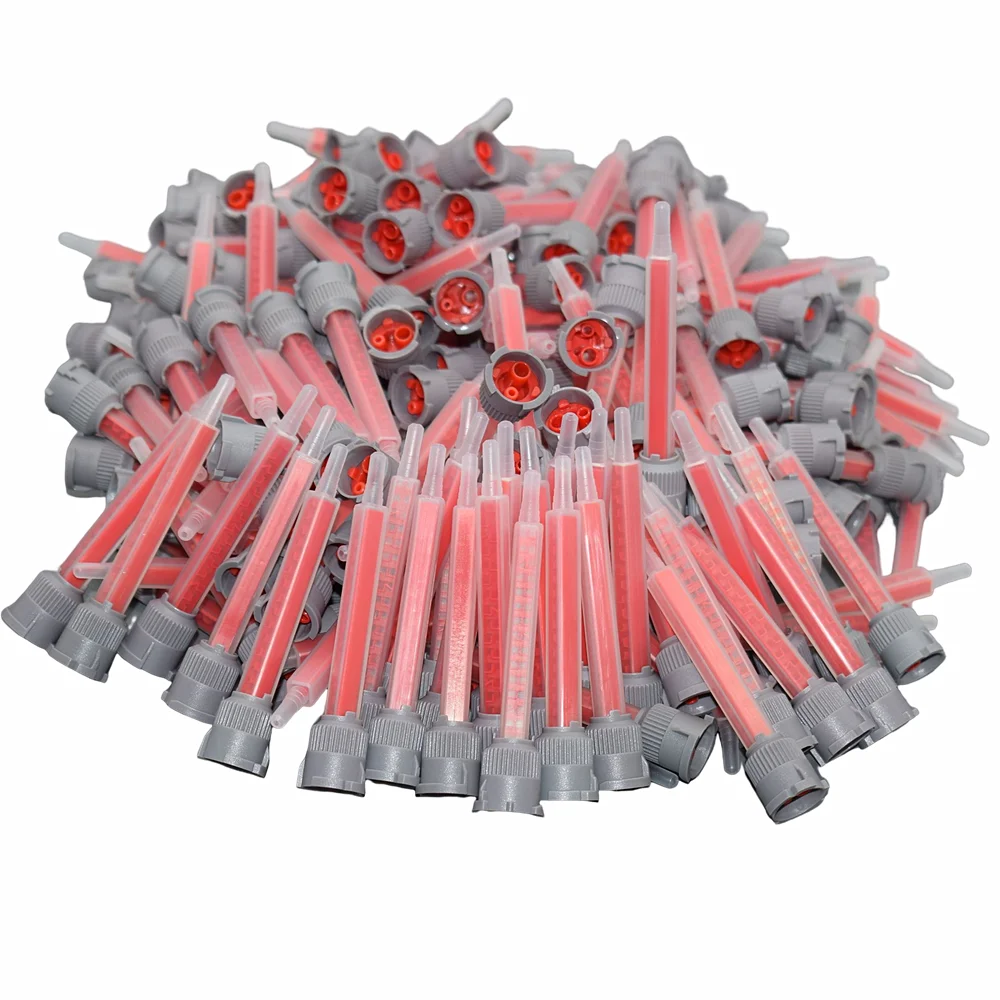 200 Pieces Static Mixer AB Glue Mixed Tube 10:1 Dual Cartridge Mixing Nozzles Epoxy Adhesive Applicator Square Mixing Nozzle Set